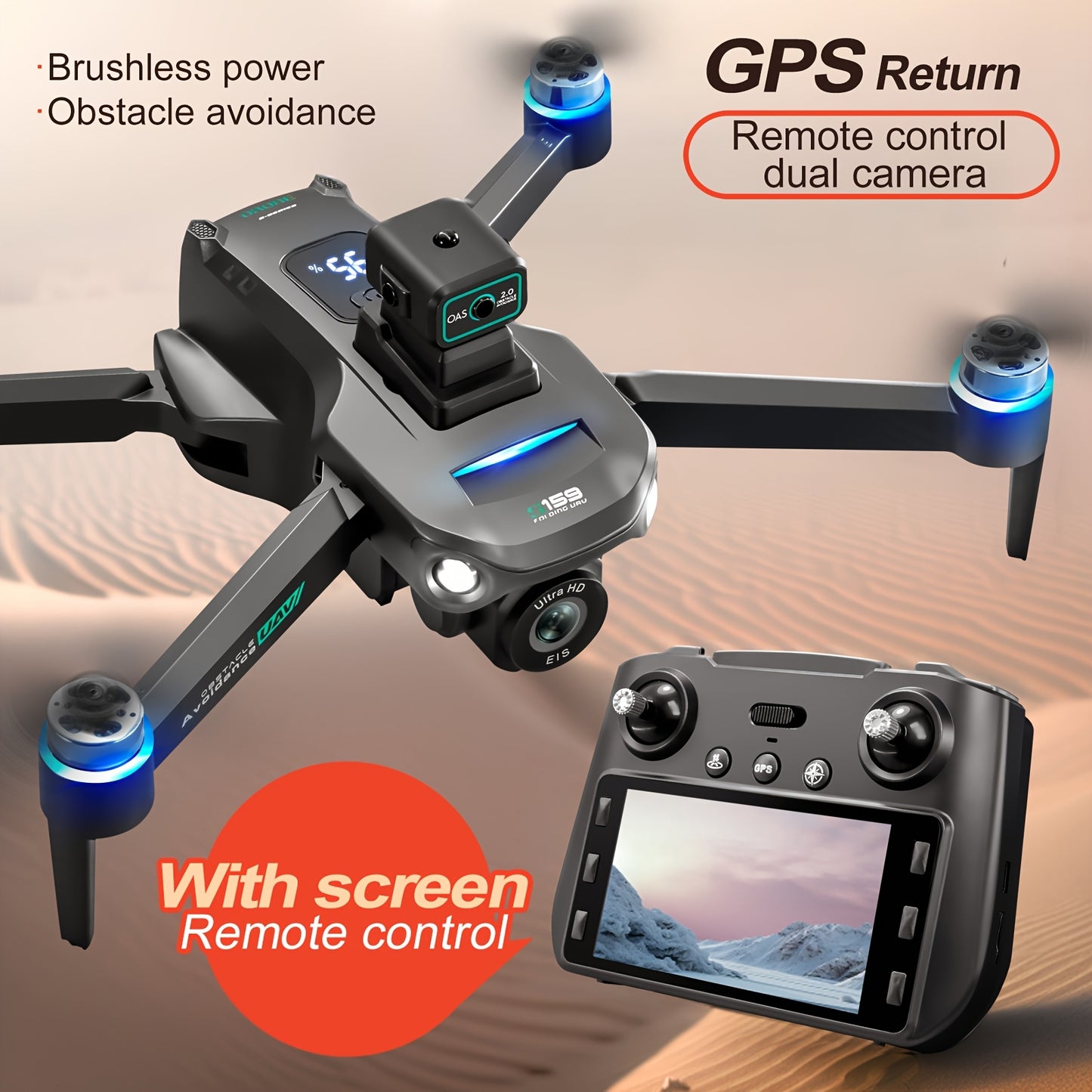 ZNLYRION GPS Drone With Dual Cameras Long Endurance S159