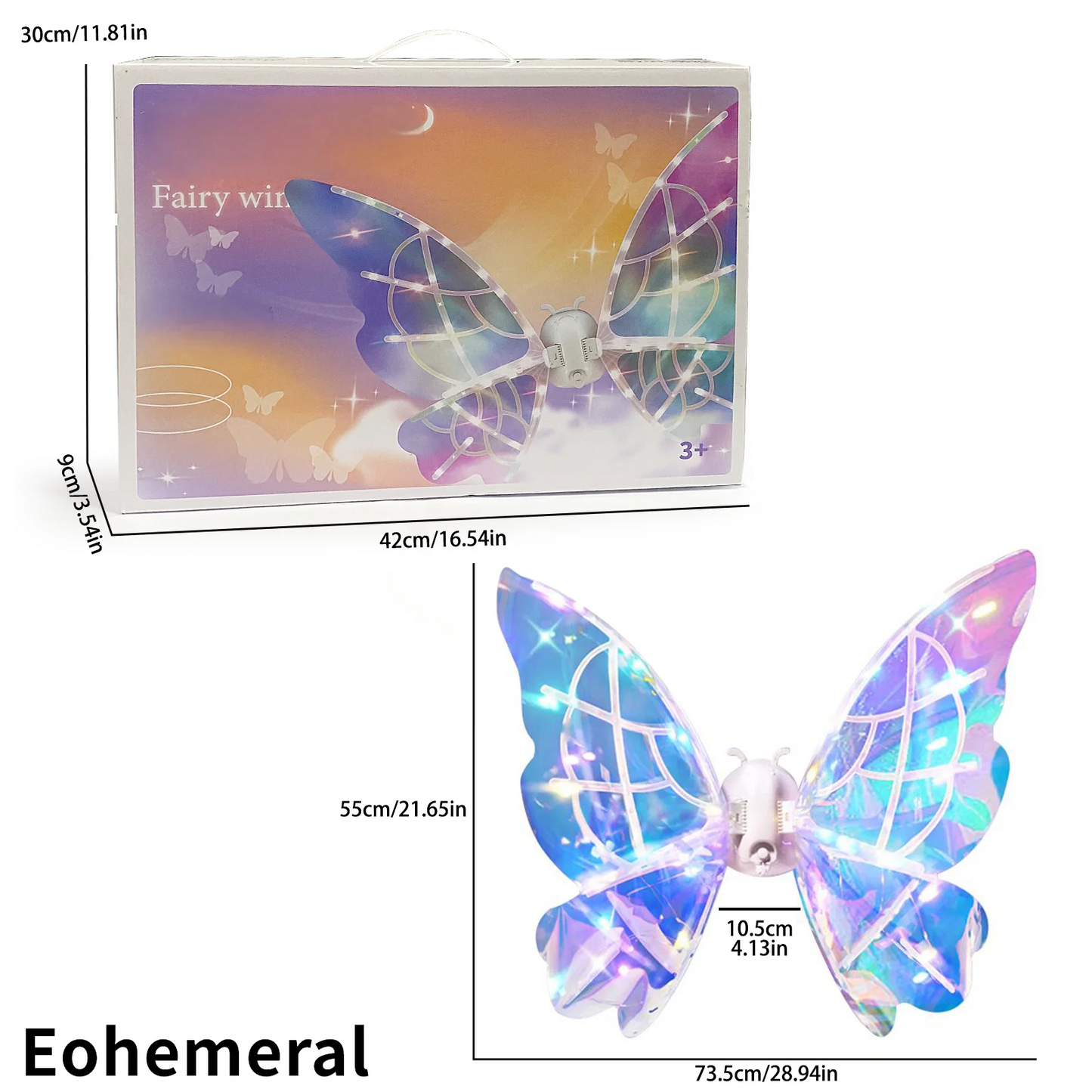 Fairy Electric Butterfly Wings Glowing Toy Angel Backpiece for Girls Birthday Gift