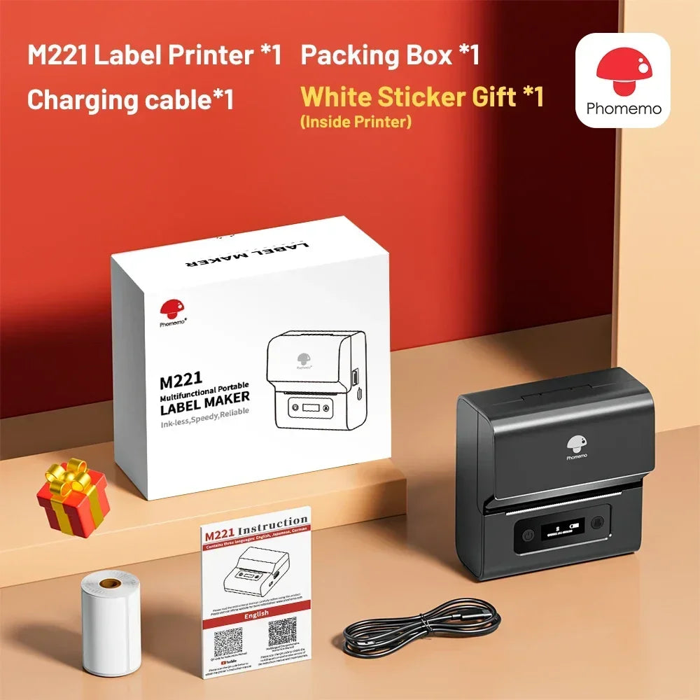 Phomemo M221 Portable Mini Label Maker 75mm Thermal Printer