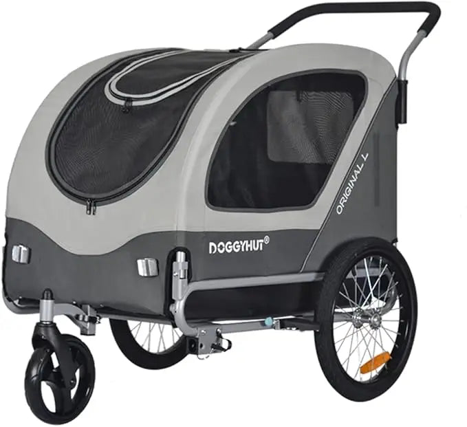 Original Large Pet Bike Trailer and Stroller 2 in 1 for Dogs up to 78 Pounds with Parking Brakes Easy Folding Cart Frame and Quick Release Wheel