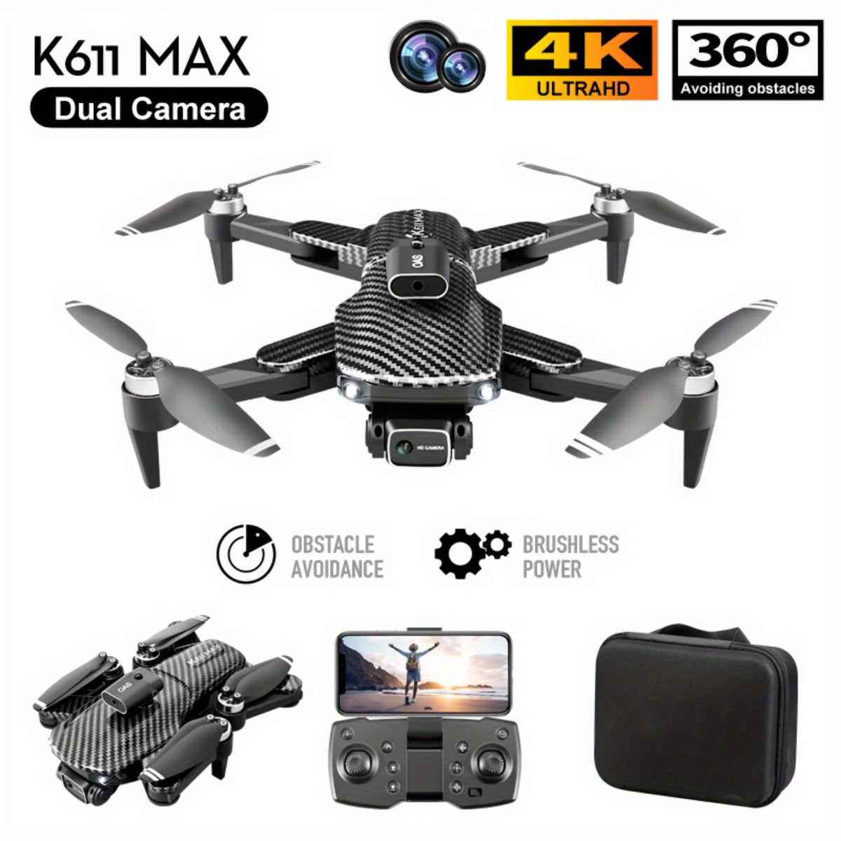 Topchances 4K Aerial Drone Smart Tracking Obstacle Avoidance