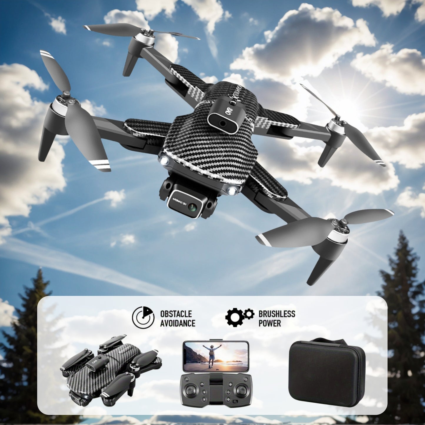 Topchances 4K Aerial Drone Smart Tracking Obstacle Avoidance