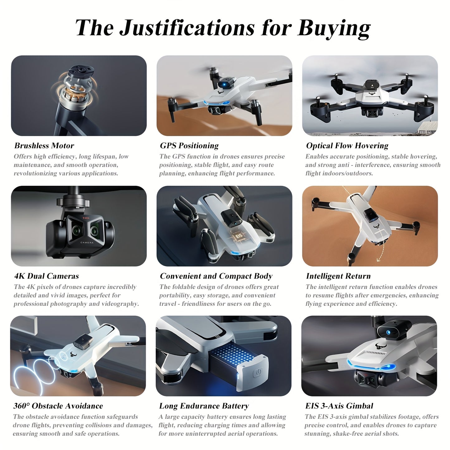 Foldable GPS RC Drone With Cameras And Obstacle Avoidance