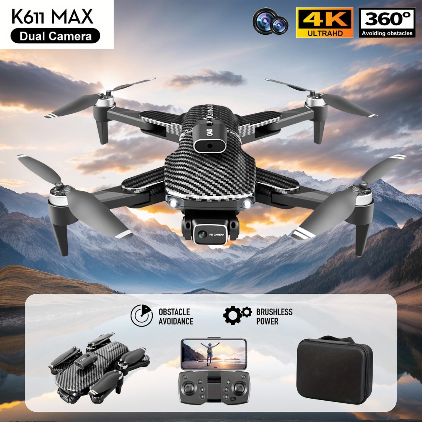 Topchances 4K Aerial Drone Smart Tracking Obstacle Avoidance