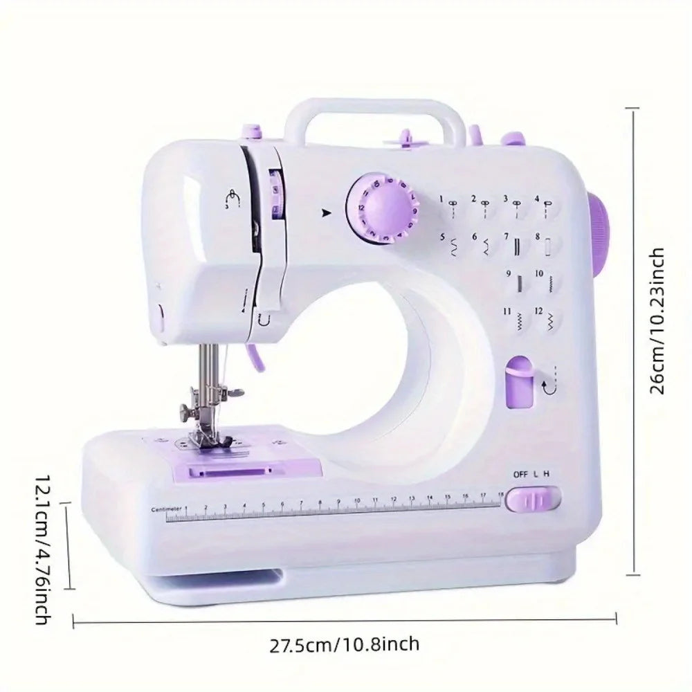 Electric Sewing Machine with Extension Table Foot Pedal Light and Sewing Kit Tools for 12 Built-in Stitches and 2 Speeds