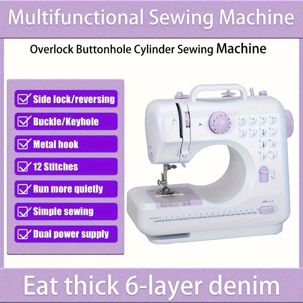 Electric Sewing Machine with Extension Table Foot Pedal Light and Sewing Kit Tools for 12 Built-in Stitches and 2 Speeds