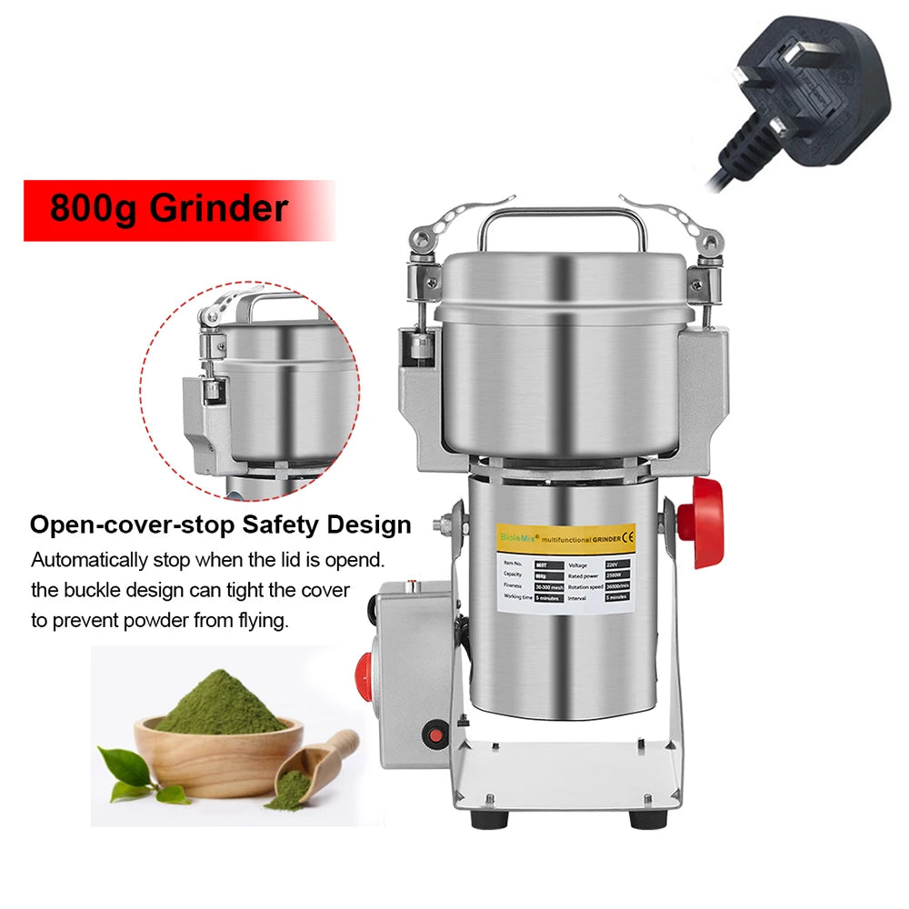 BioloMix 800G Electric Coffee Grinder Dry Food Mill Grains Spices Herbs Cereal Grinding Machine