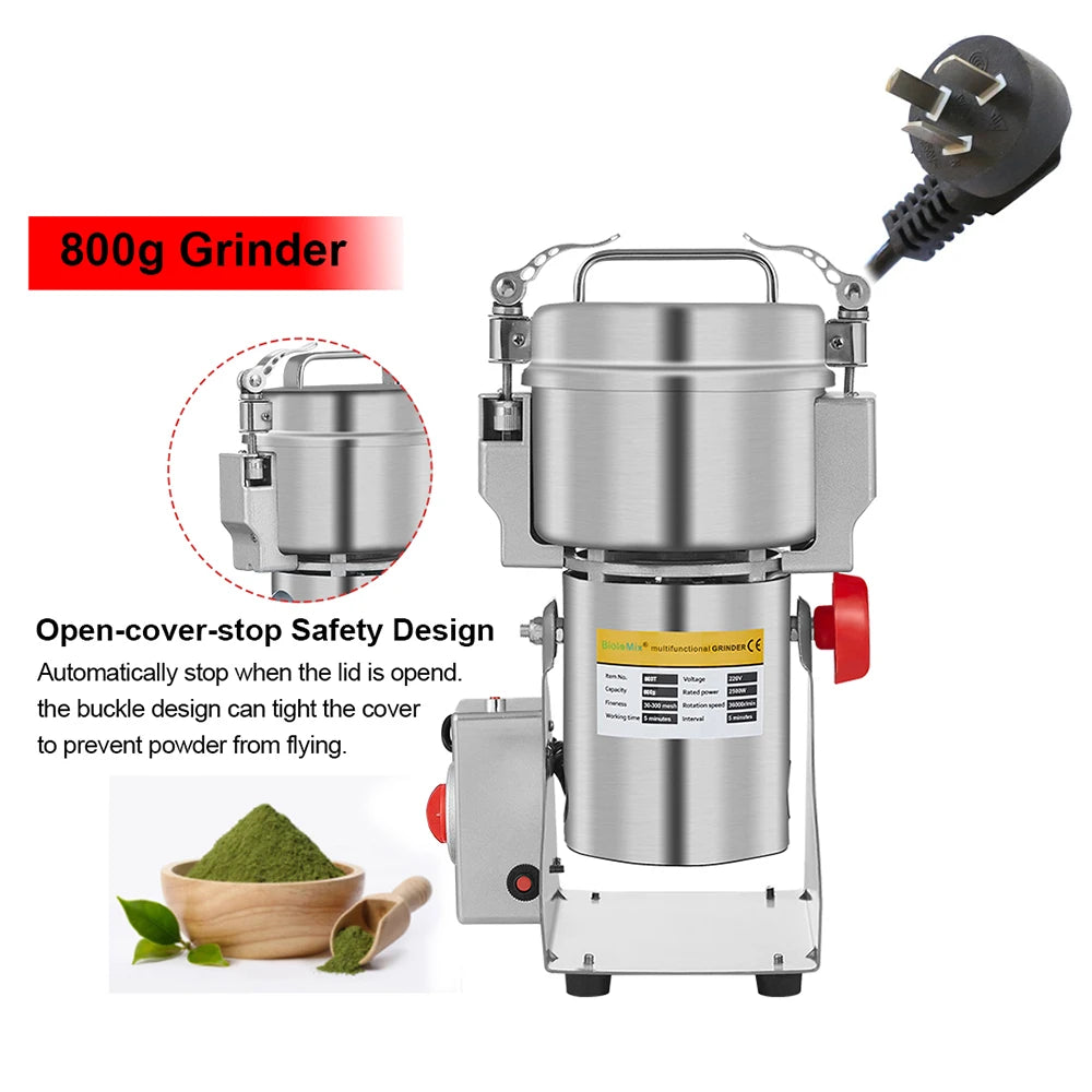 BioloMix 800G Electric Coffee Grinder Dry Food Mill Grains Spices Herbs Cereal Grinding Machine