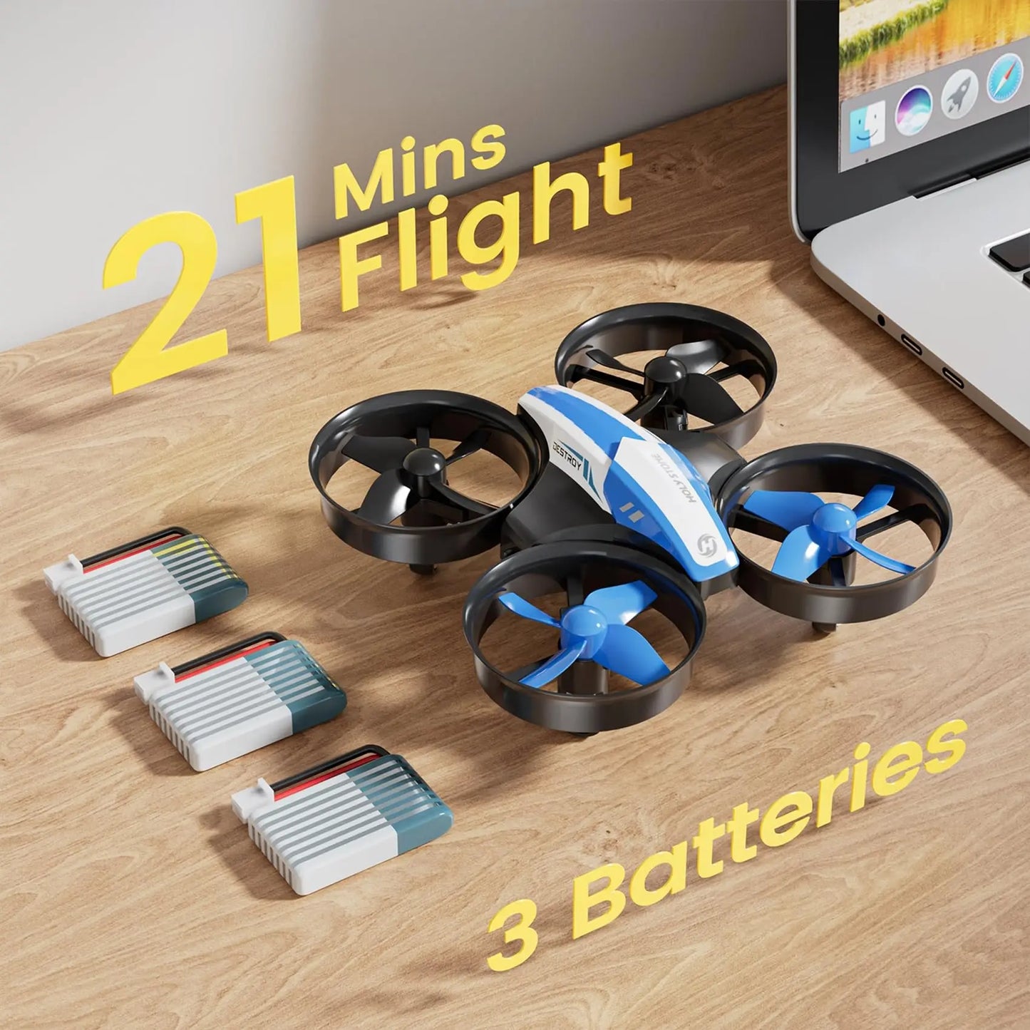 Holy Stone Mini Drone for Kids Beginners RC Nano Quad Indoor Hover 3D Flips Headless 3 Batteries Gift for Boys Girls Blue