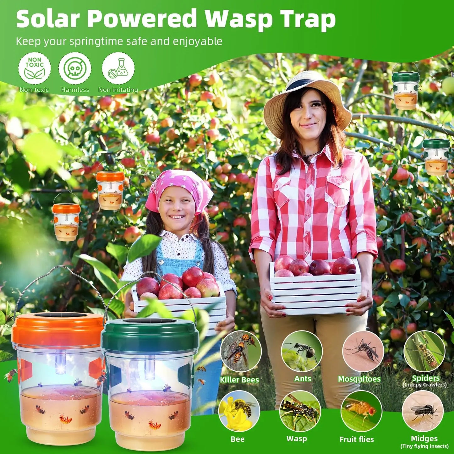 Solar Powered Wasp Trap 4 Pack Bee Repellent For Garden