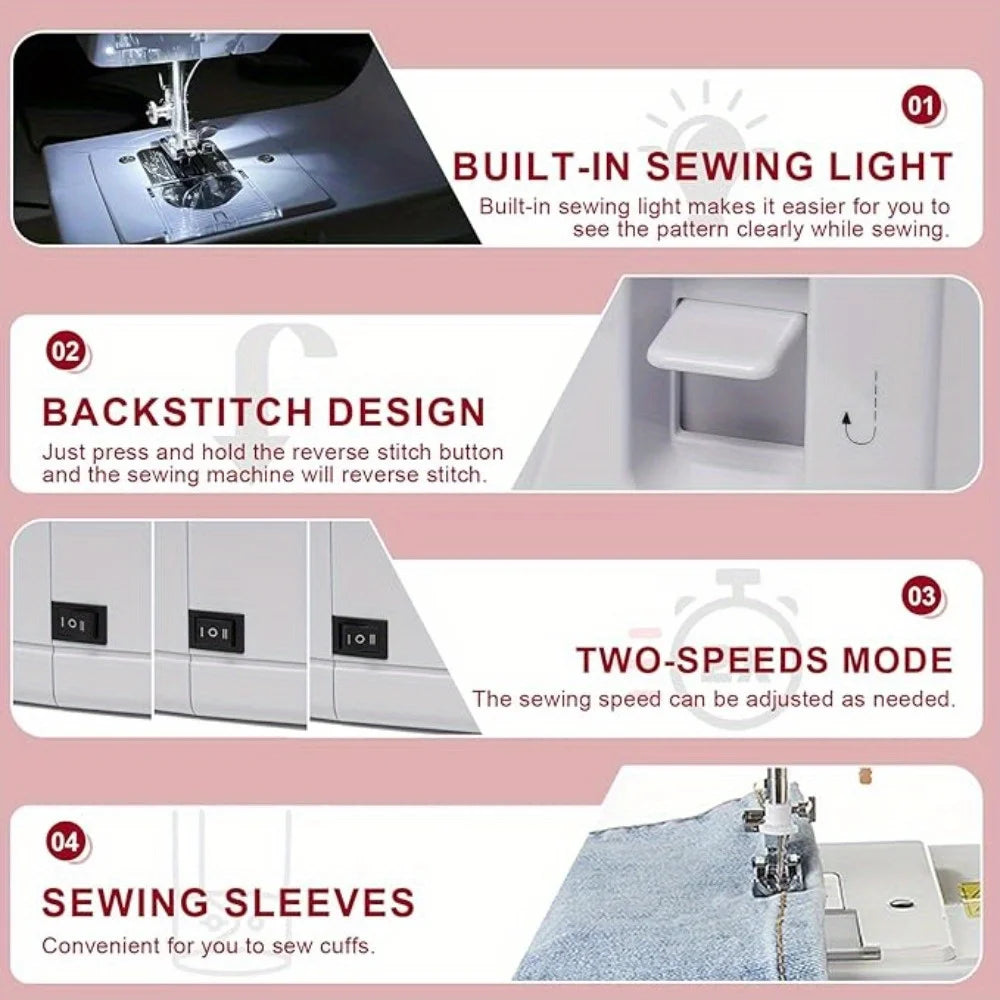 Electric Sewing Machine with 12 Built-in Stitches Mini Electric Sewing Machine with Foot Pedal and 42-Piece Sewing Kit