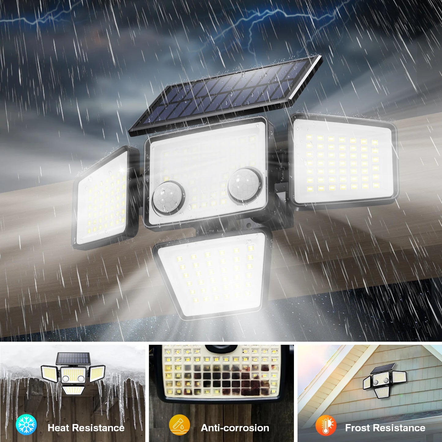 Solar Lights 3000LM 188 LED Motion Sensor Flood Lights