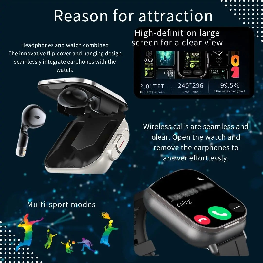 2 In 1 Smartwatch With Earphone NFC iPhone Android Pro