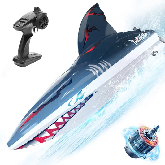 DEERC RC Shark Boat DE 2104 48 km/h Remote Control Speed Boat with LED Lights Ideal Summer Gift