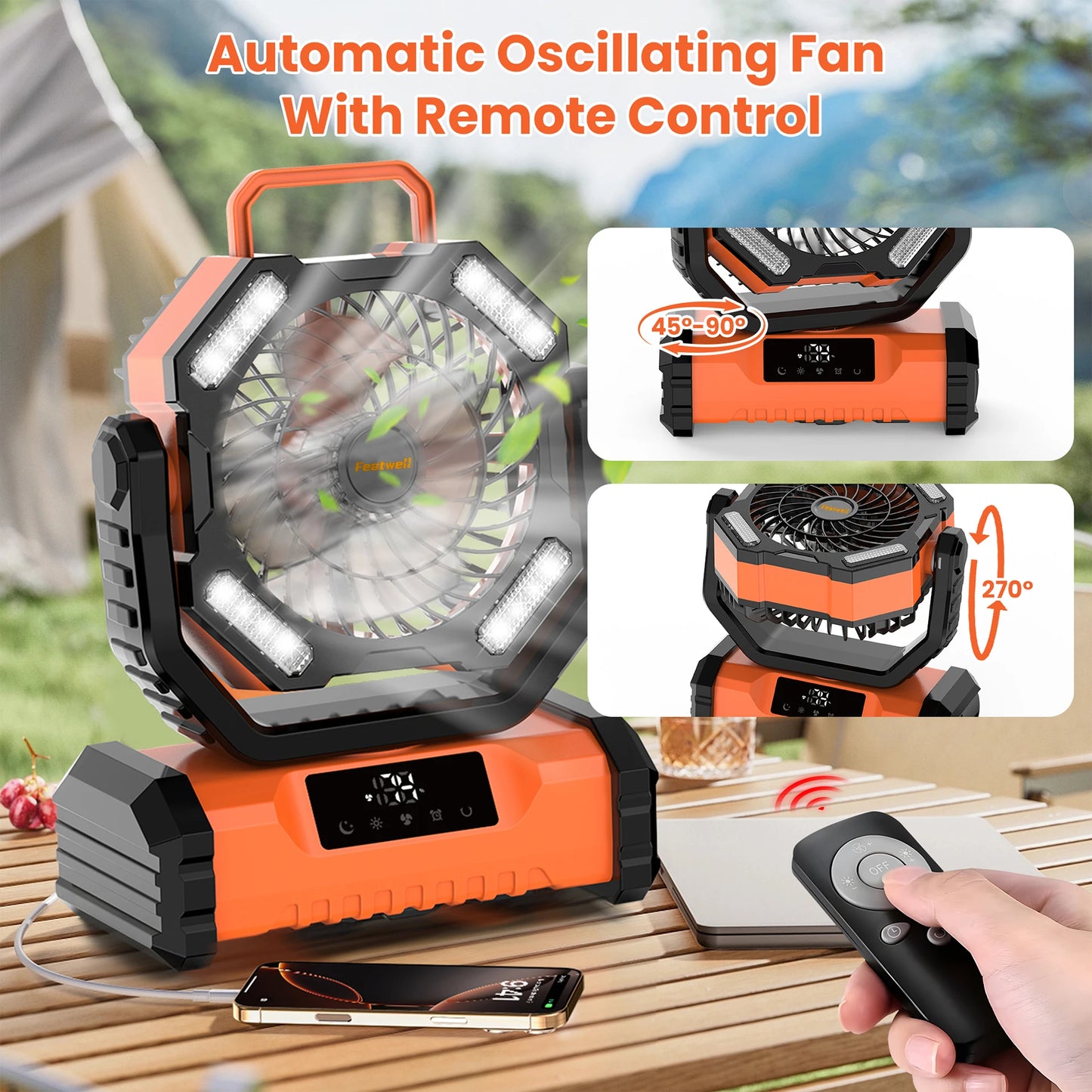 2025 20000mAh LED Camping Fan Touch Control 5 Speeds