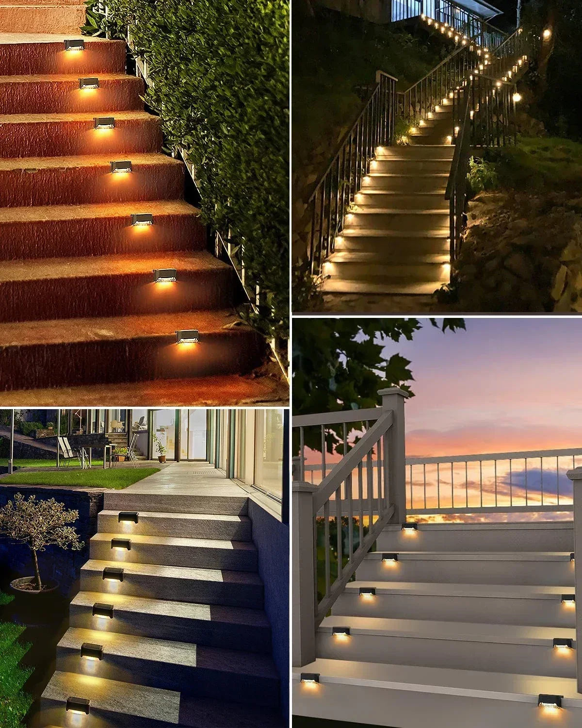 16 Pack Outdoor Solar Deck Lights For Stairs Patios