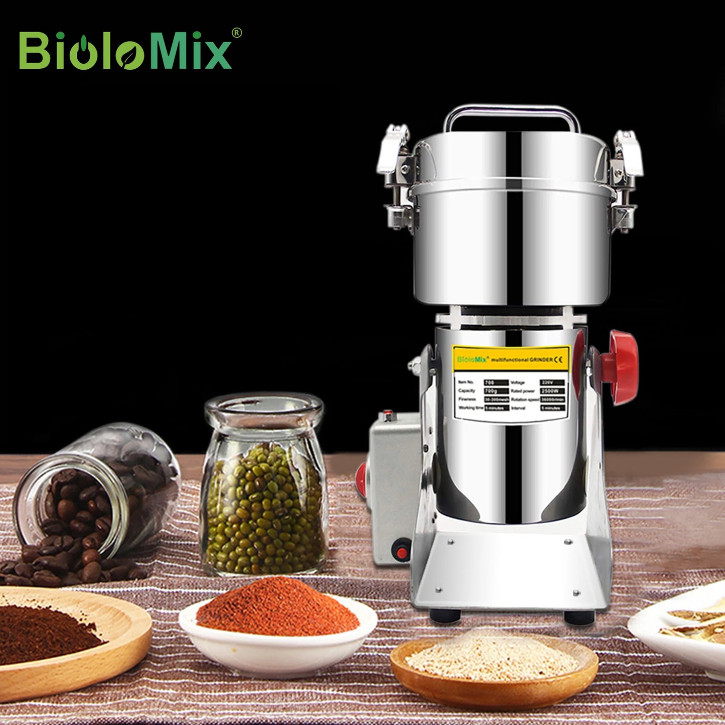 Biolomix ELEKCHEF Electric Coffee Grinder High Speed Blade