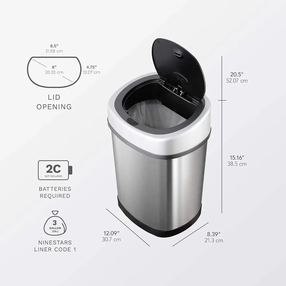 Hot Sale CB DZT 50 13 12 9 Automatic Touchless Infrared Motion Sensor Trash Can Combo Set 13 Gal 50L and 3 Gal 12L Free Delivery