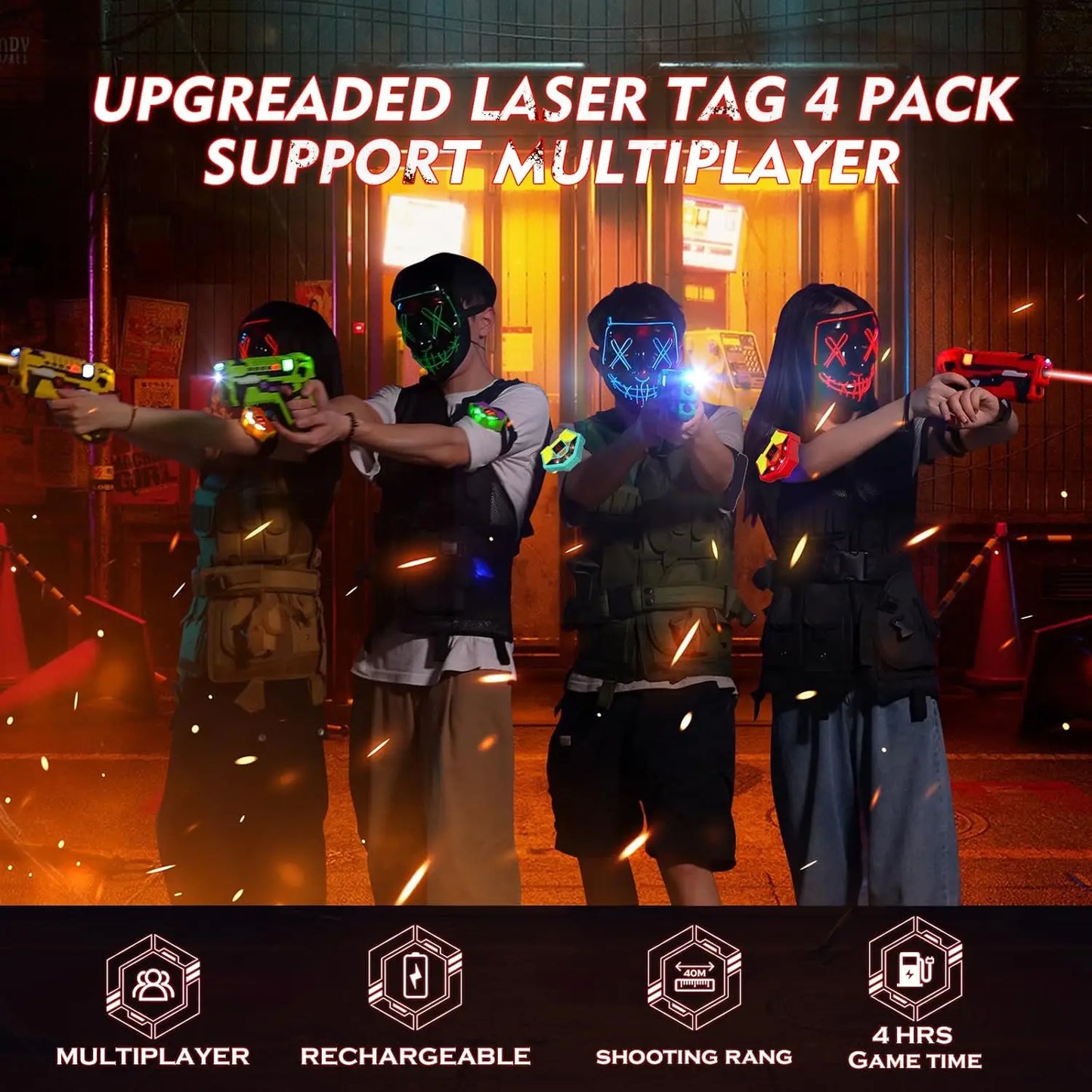Vatos Laser Tag Battle Game Gun Set Electric Infrared Toy Guns for Kids Boys and Girls Indoor Outdoor Games