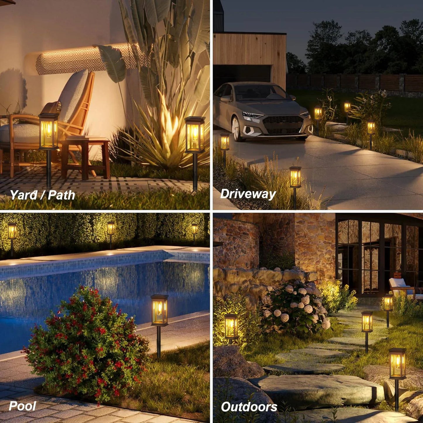 Solar Lights 2700K Warm White For Yard Walkway Pack