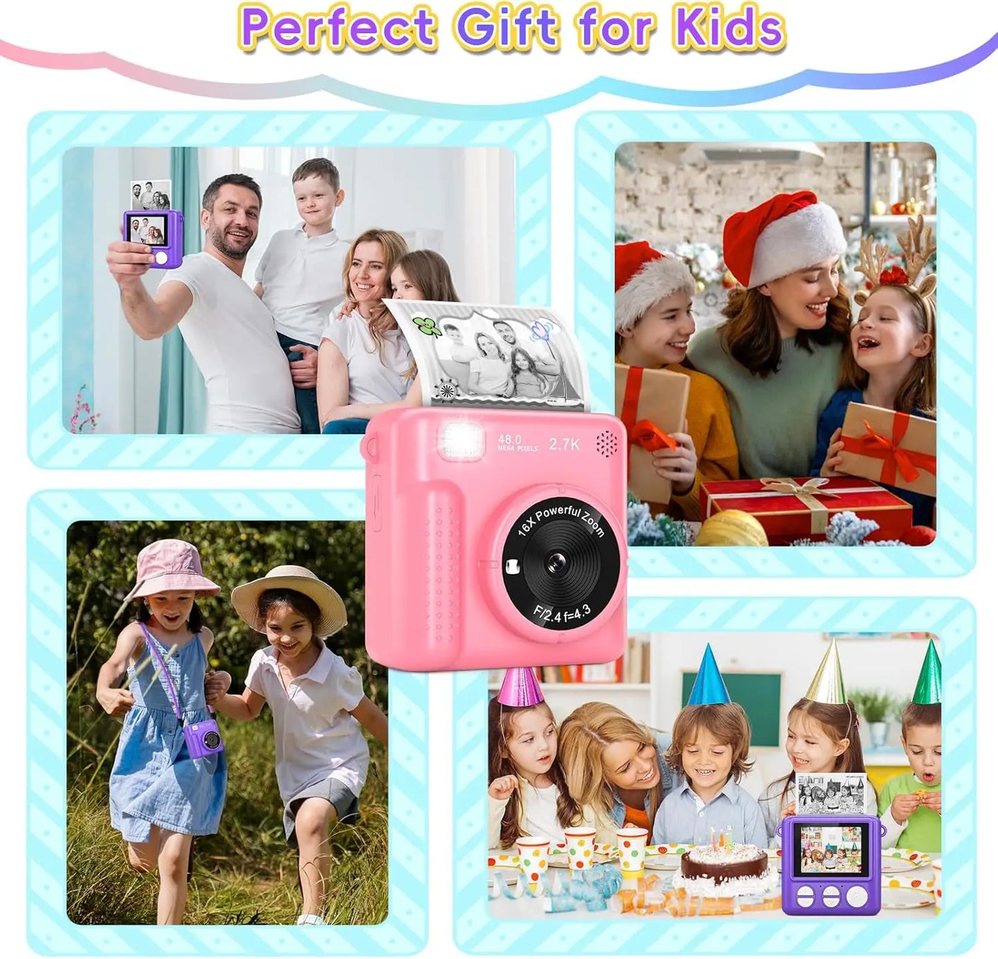 Portable Travel Camera For Kids With Instant Printing