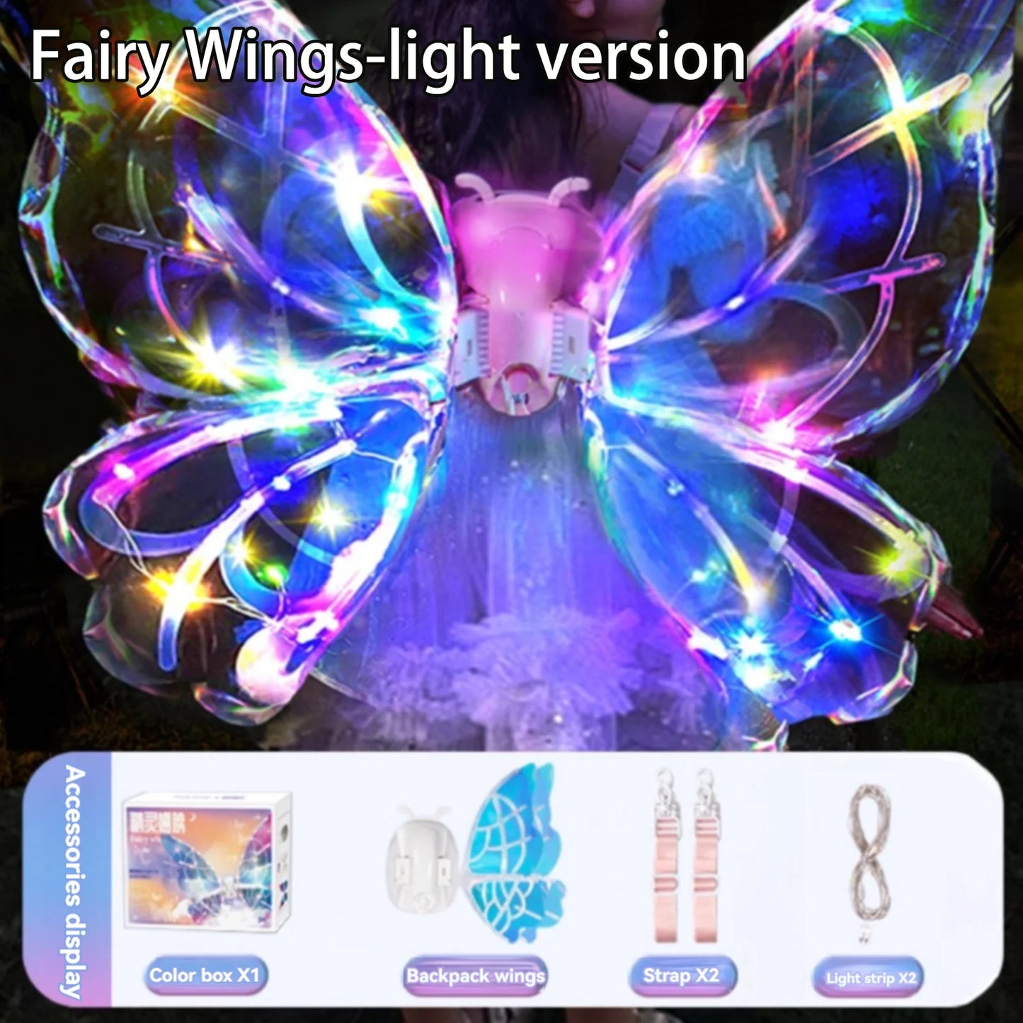 Fairy Electric Butterfly Wings Glowing Toy Angel Backpiece for Girls Birthday Gift