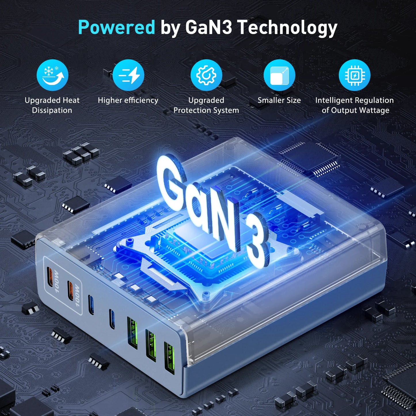 USB C Fast Charger 300W 7 Port Hub PD PPS Laptop Charger