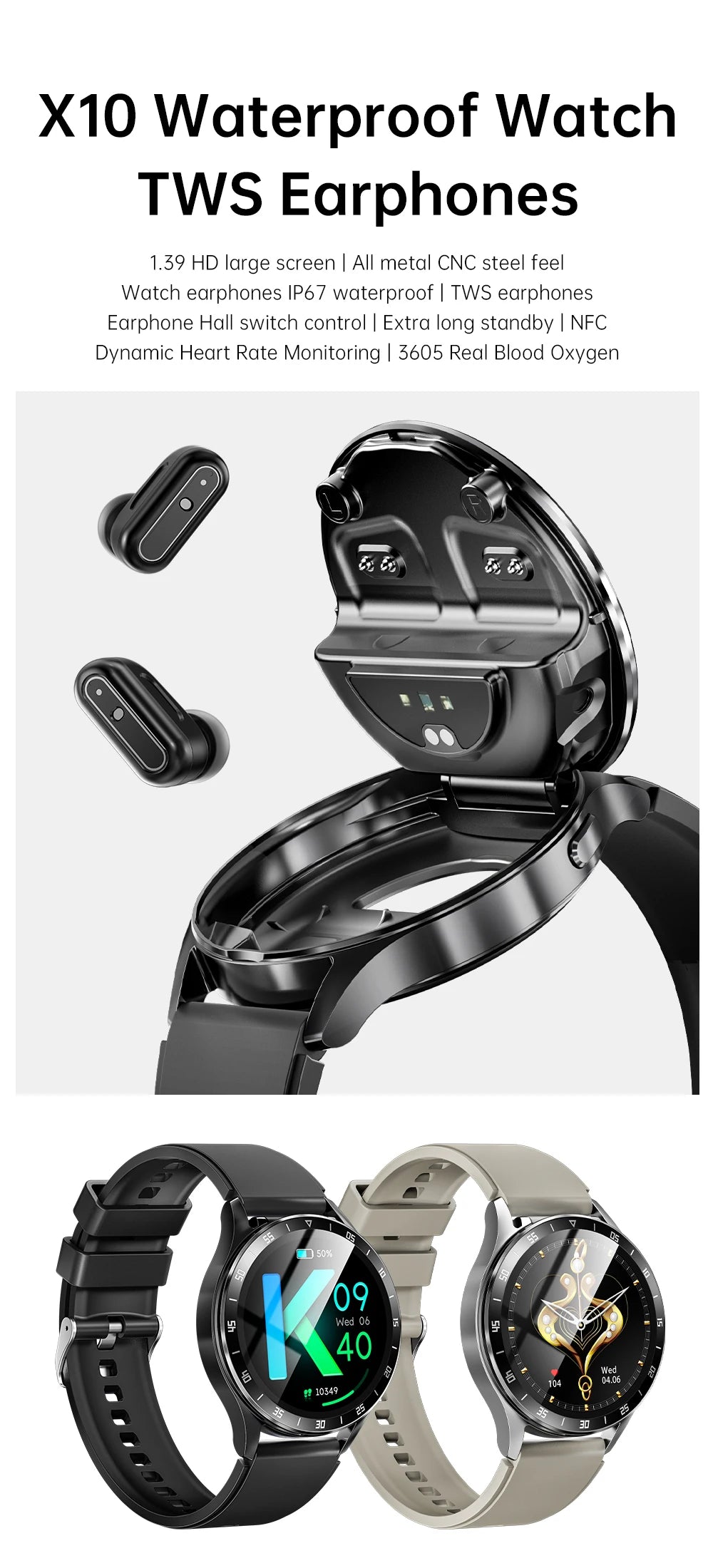 Smart Watch Bluetooth NFC IP67 Waterproof Multi Sport