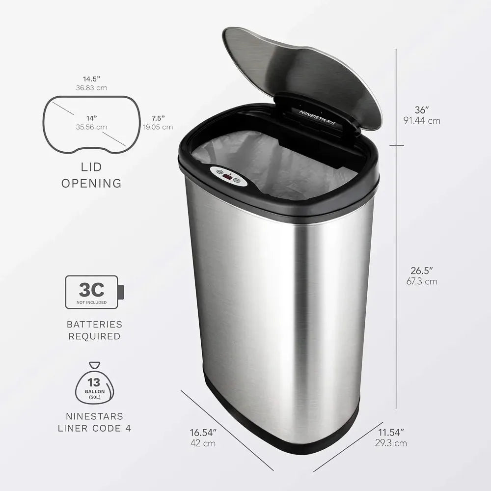 Hot Sale CB DZT 50 13 12 9 Automatic Touchless Infrared Motion Sensor Trash Can Combo Set 13 Gal 50L and 3 Gal 12L Free Delivery