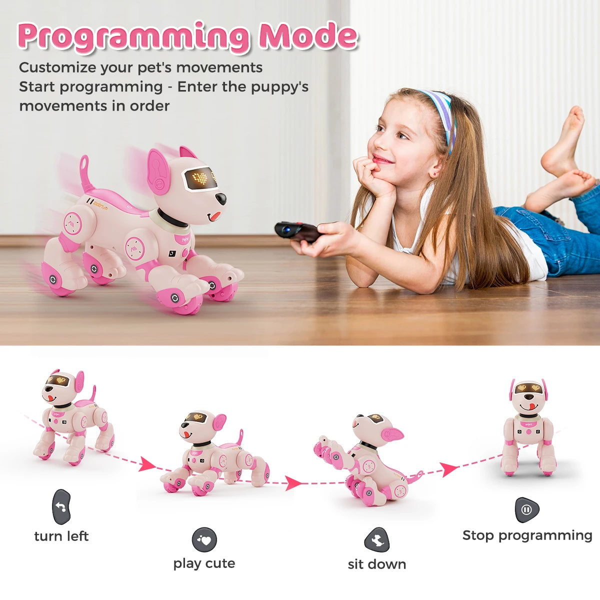 VATOS Robot Dog Toy for Kids Remote Control Voice Commands Touch Sensor 20 Plus Modes Puppy Toy for Girls and Boys