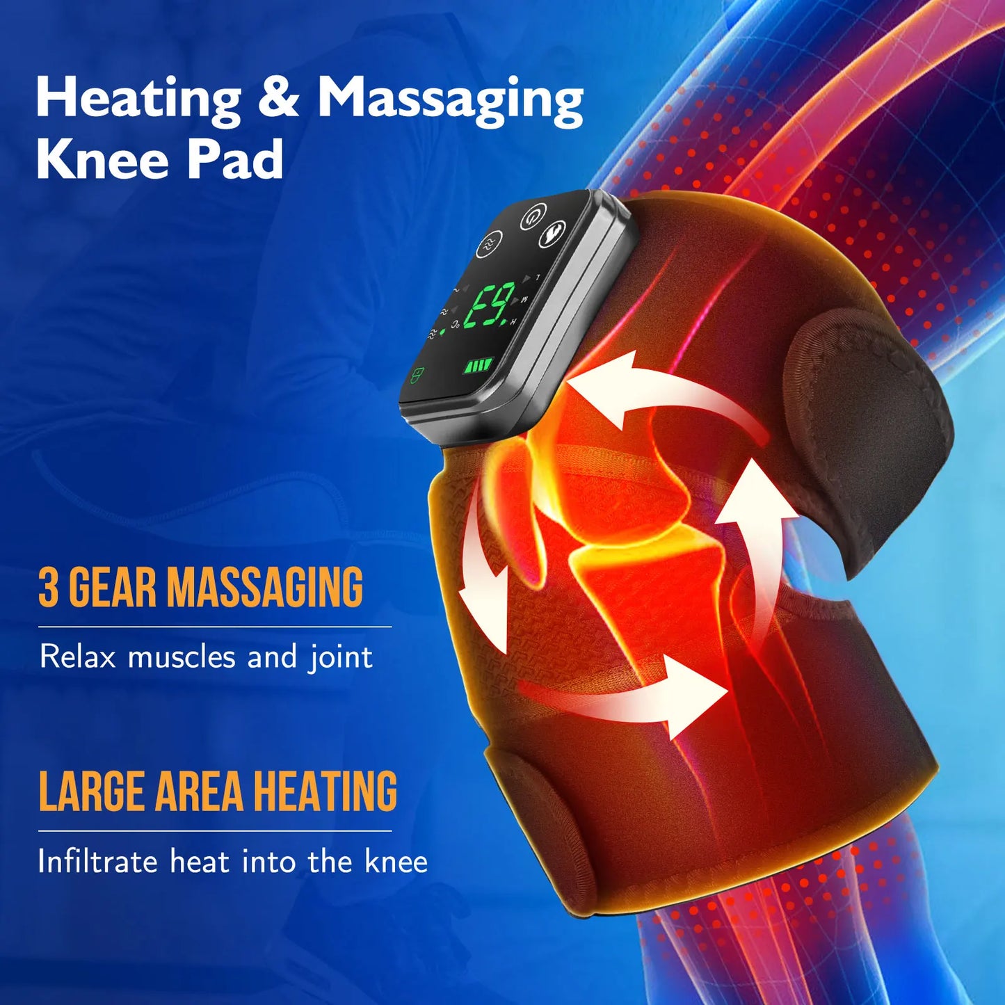 Moajaza 3 In 1 Heated Knee Elbow Shoulder Massager Pad
