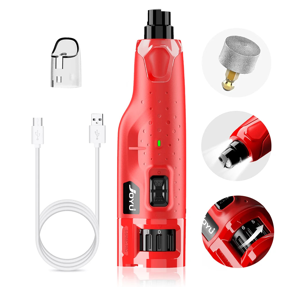 Dog Nail Grinder Dustproof With 2 LED Lights 6 Speed