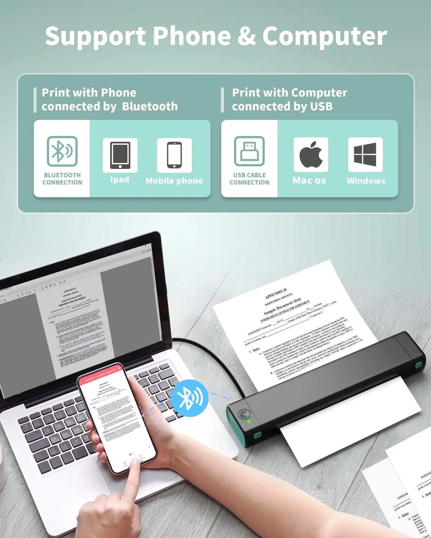 Phomemo M08F Portable Bluetooth Thermal Printer For Office