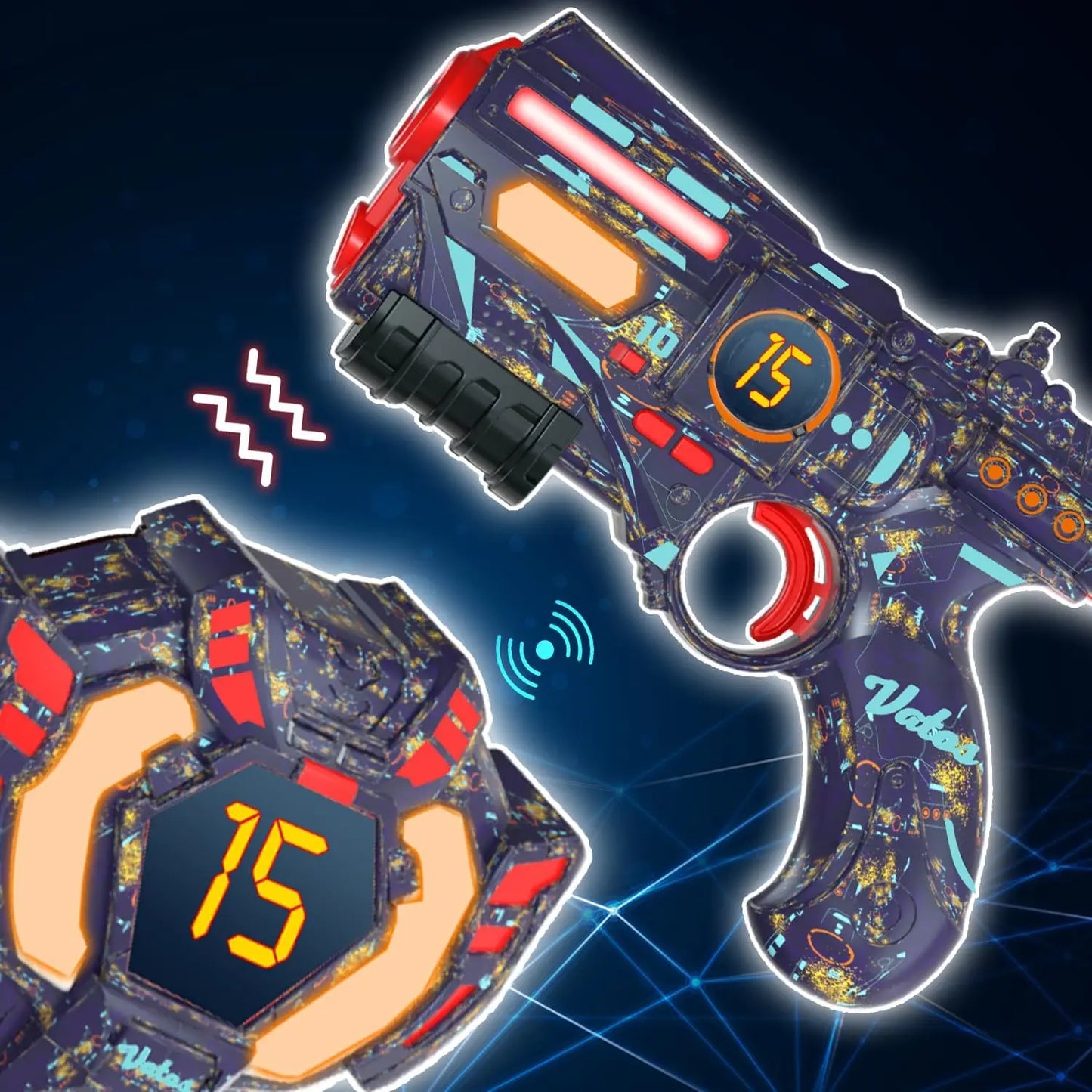 Vatos Rechargeable Health Value Data Sync Laser Tag Gun Infrared Laser Tag Set with 4 Vests and Glowing Lights for Adults