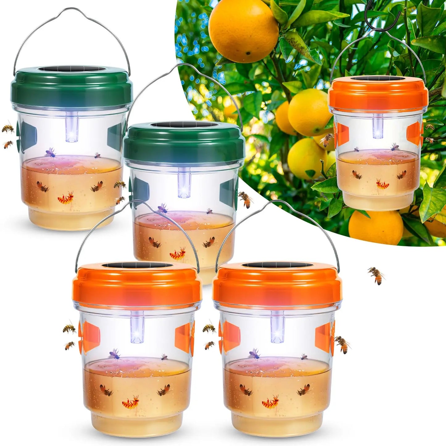 Solar Powered Wasp Trap 4 Pack Bee Repellent For Garden