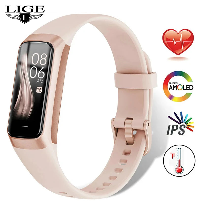 LIGE 1.1 Inch AMOLED Smart Watch Women Heart Rate Monitor
