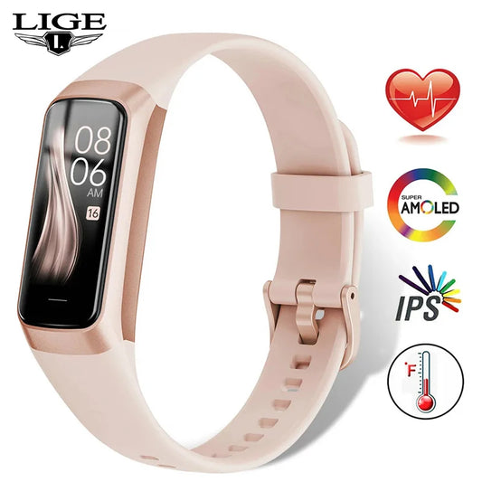 LIGE 1.1 Inch AMOLED Smart Watch Women Heart Rate Monitor