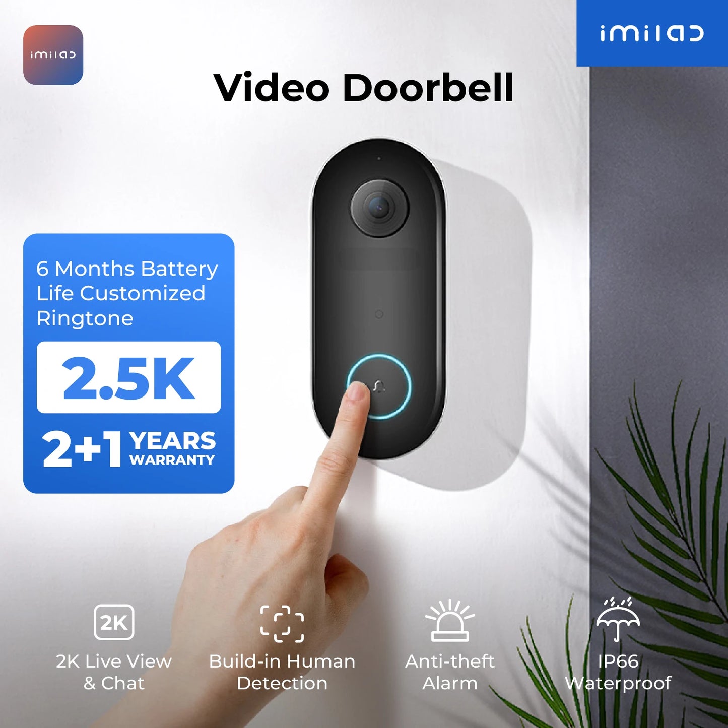 IMILAB Smart Video Doorbell 5200mAh Security Camera