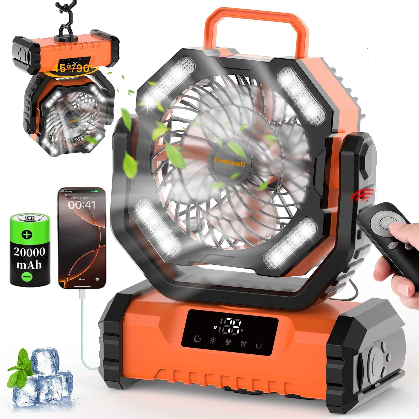 2025 20000mAh LED Camping Fan Touch Control 5 Speeds