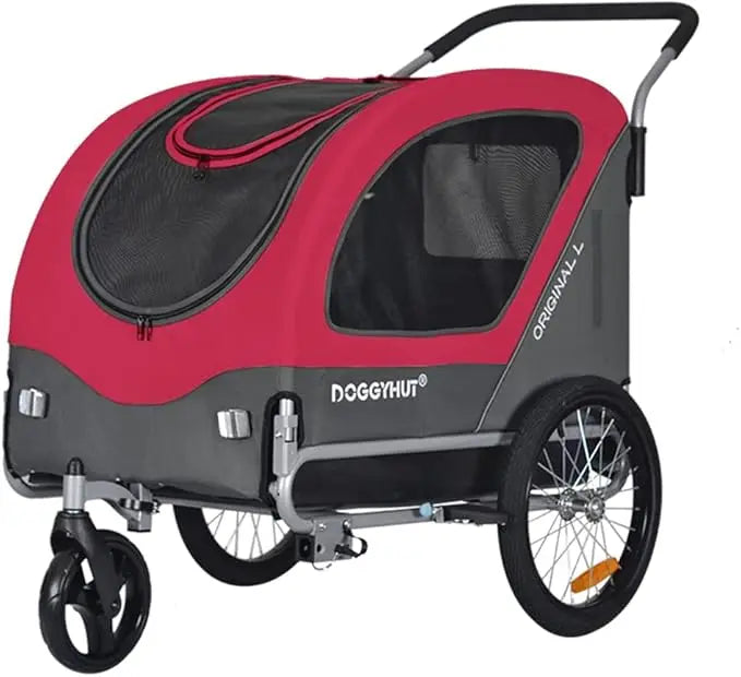 Original Large Pet Bike Trailer and Stroller 2 in 1 for Dogs up to 78 Pounds with Parking Brakes Easy Folding Cart Frame and Quick Release Wheel