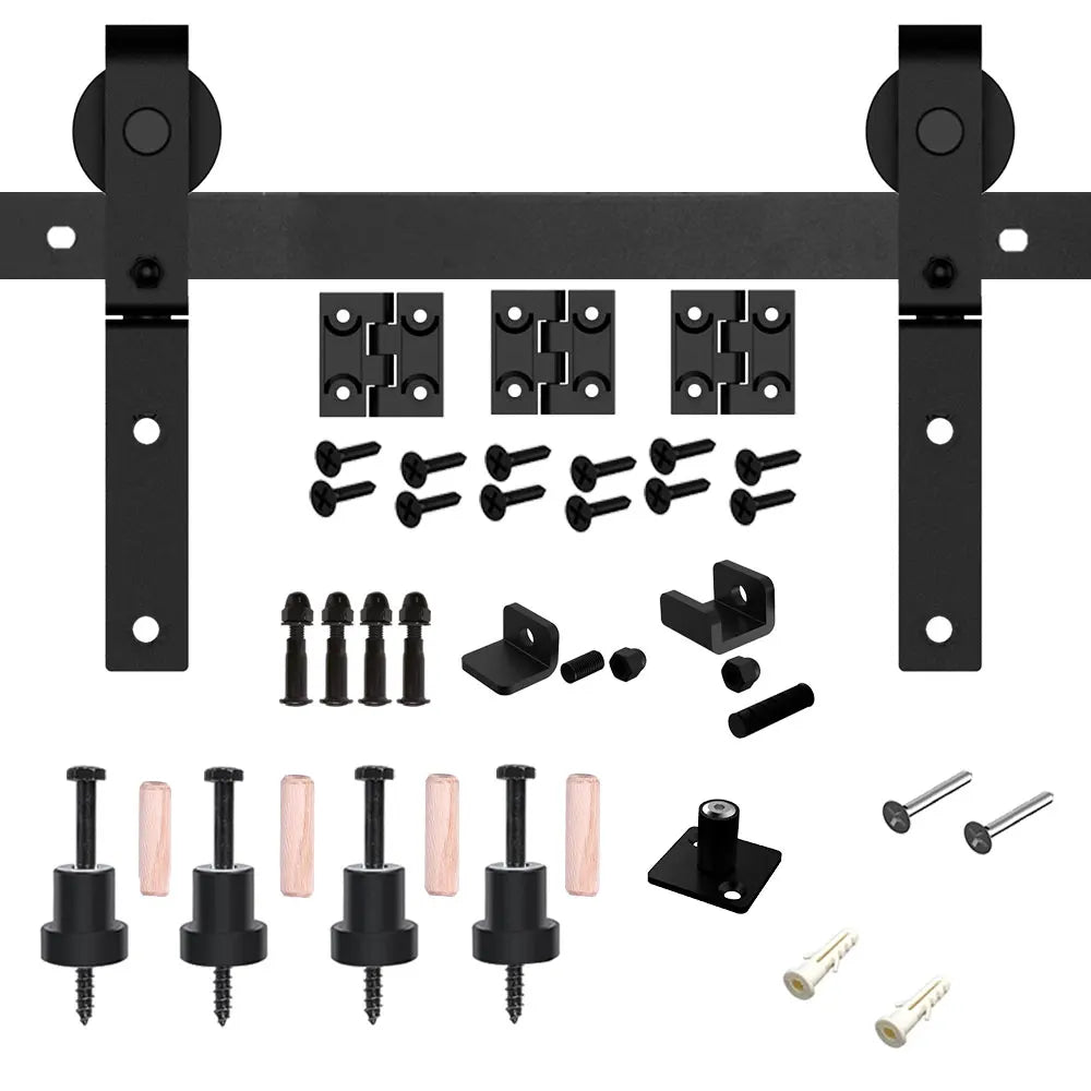 CCJH 3.3 to 6.6 Feet Heavy Duty Bi-Folding Sliding Barn Door Hardware Kit for Wooden Door
