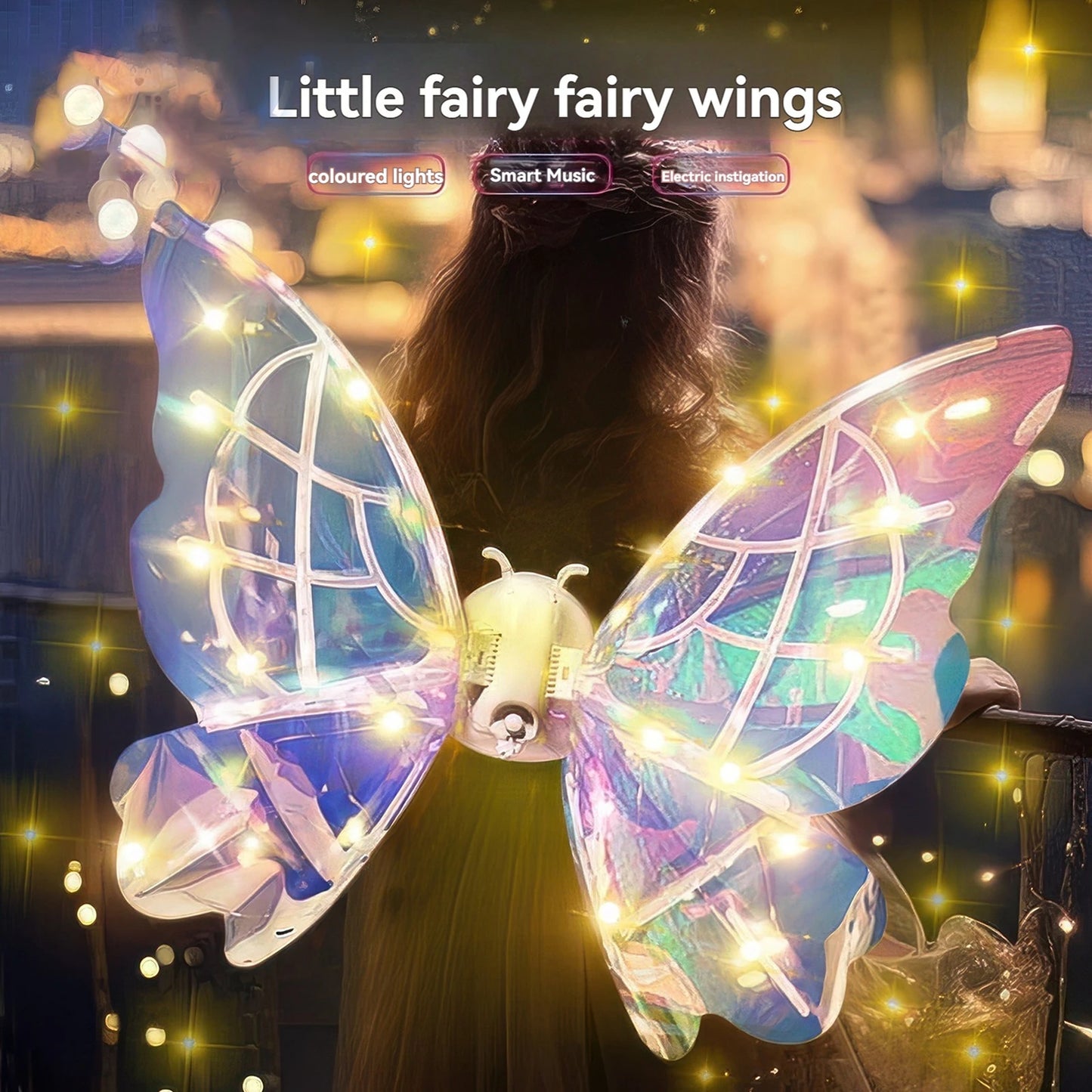 Fairy Electric Butterfly Wings Glowing Toy Angel Backpiece for Girls Birthday Gift