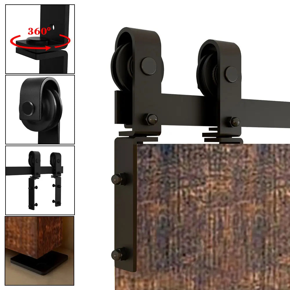 CCJH 3.3 to 6.6 Feet Heavy Duty Bi-Folding Sliding Barn Door Hardware Kit for Wooden Door