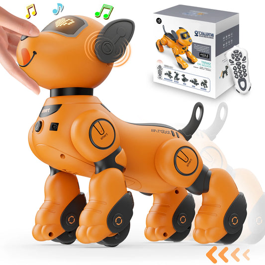 VATOS Robot Dog Toy for Kids with Voice Control 2.4GHz Remote Control Touch Sensor 20 Plus Modes Puppy Toy for Girls Orange