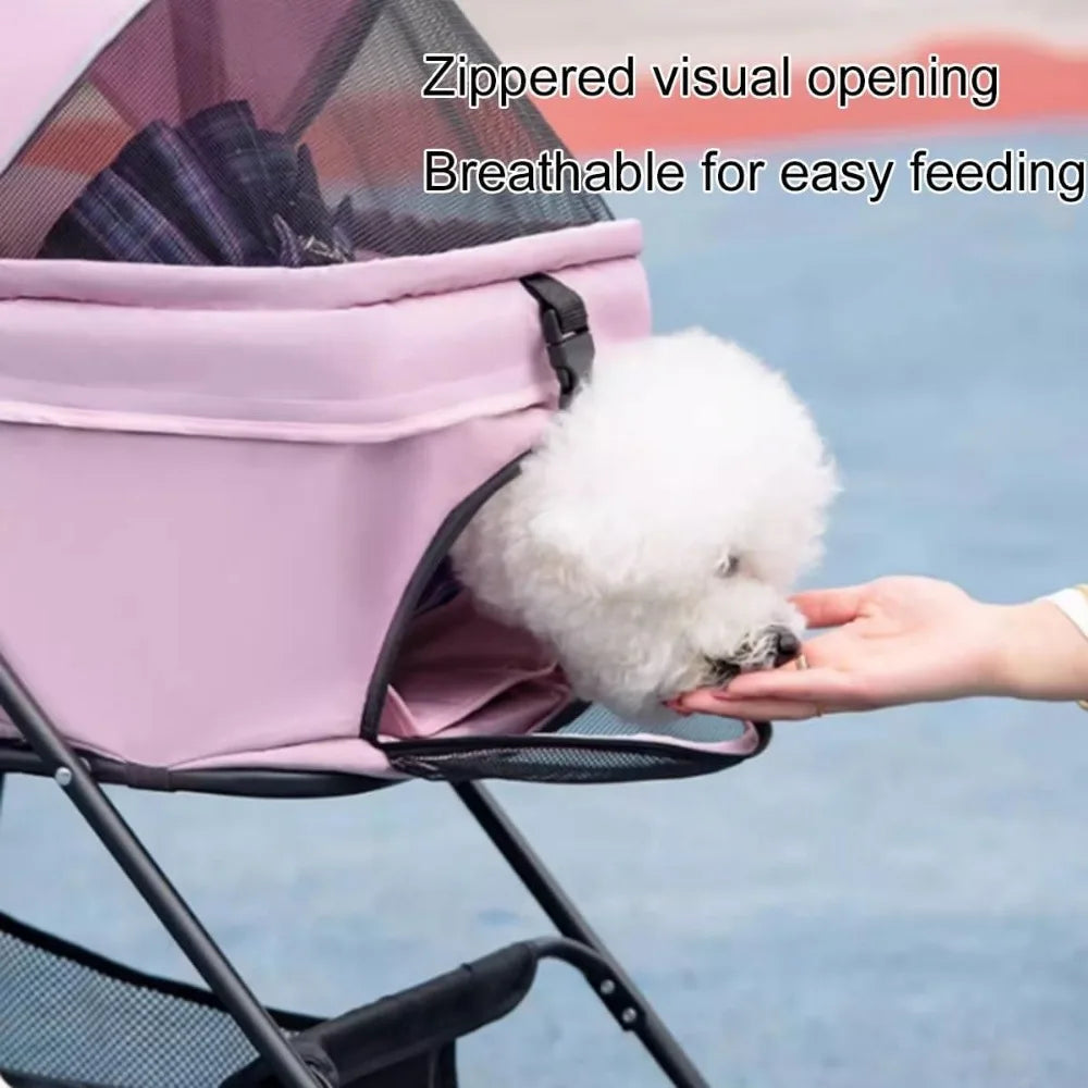 Folding Pet Stroller for Dogs with Detachable Carrier Portable Dog Travel Stroller Universal Design Gray