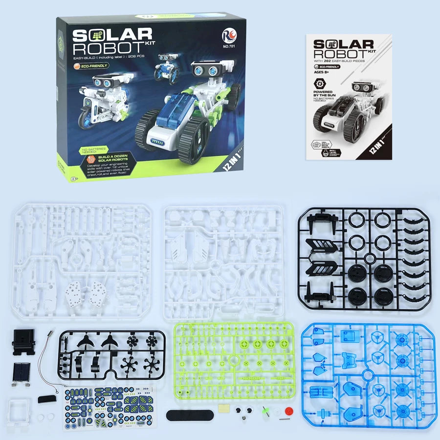 12 In 1 Solar Robot Toy Science Experiment DIY Building Learning Tool Education Robots Kit for Kids