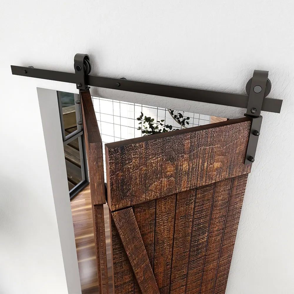 CCJH 3.3 to 6.6 Feet Heavy Duty Bi-Folding Sliding Barn Door Hardware Kit for Wooden Door