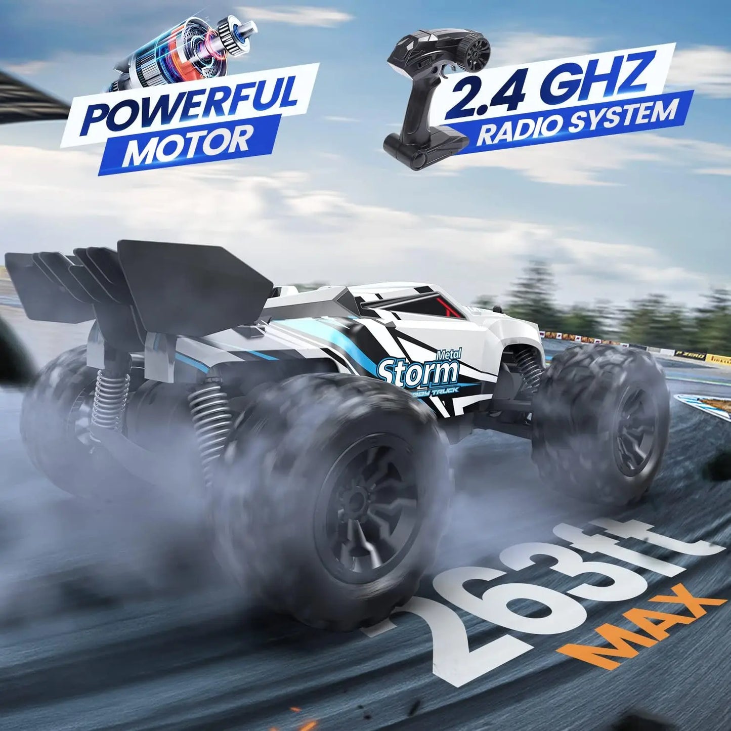 DEERC S767 All Terrain RC Truck for Ages 8 to 12 with 2 Batteries and 40 Minutes Playtime 2.4GHz Off Road Remote Control Vehicle Ideal Christmas Gift