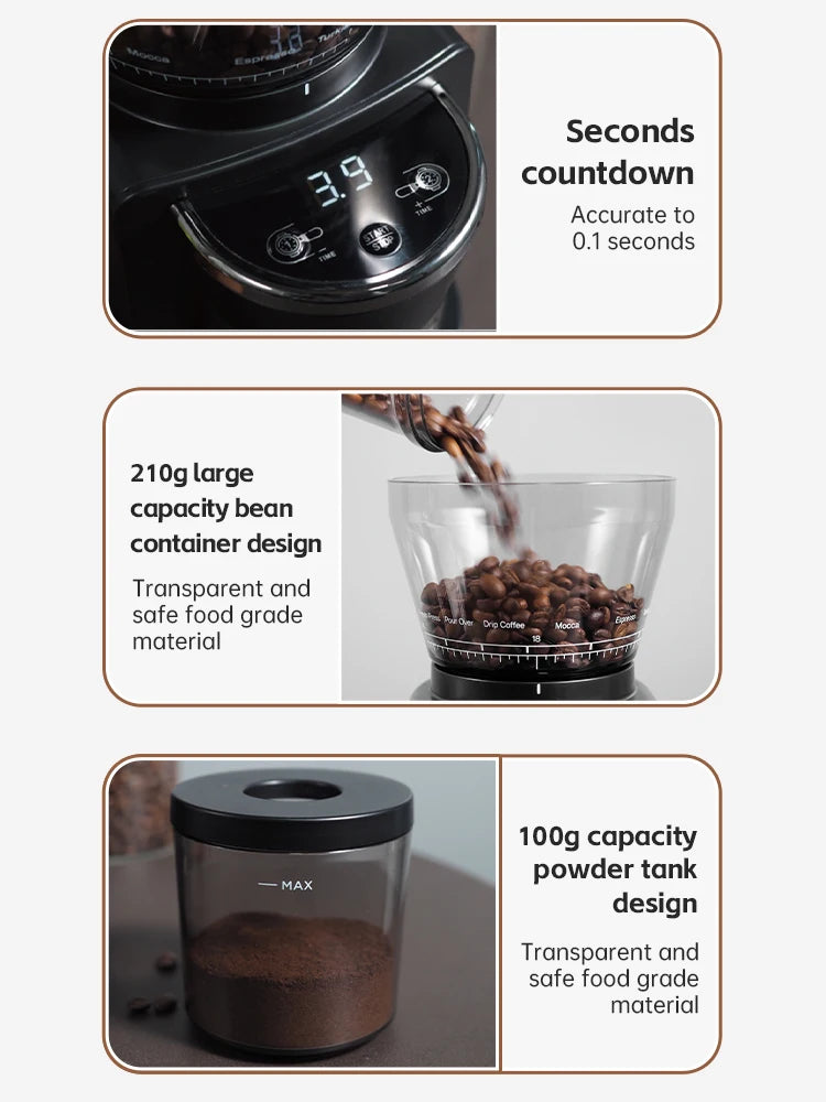 HiBREW Automatic Burr Mill Electric Coffee Grinder with 31 Gears for Espresso American Coffee and Pour Over Visual Bean Storage G3