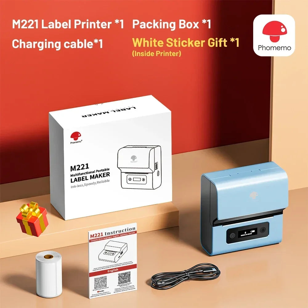 Phomemo M221 Portable Mini Label Maker 75mm Thermal Printer
